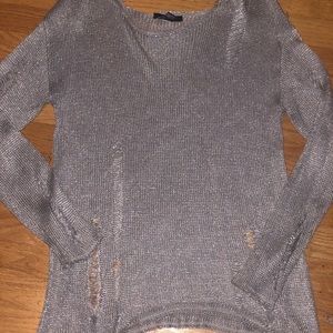 Metallic distressed sweater